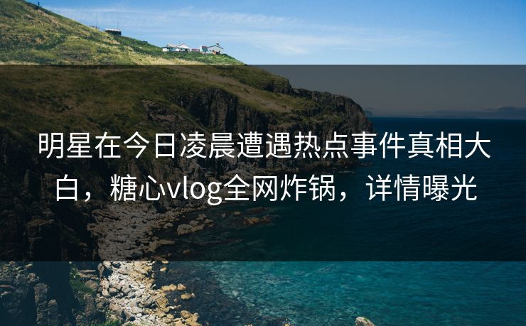 明星在今日凌晨遭遇热点事件真相大白，糖心vlog全网炸锅，详情曝光