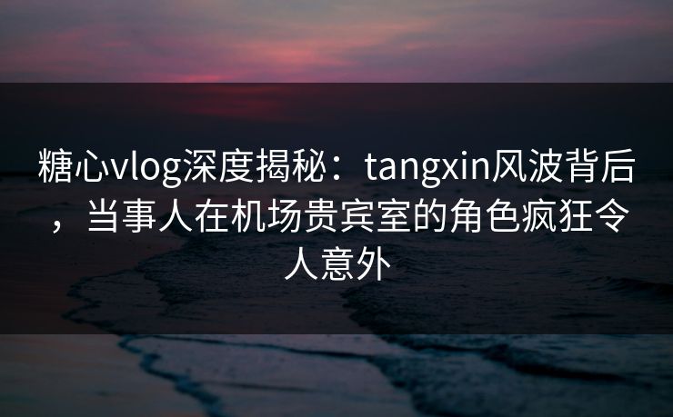 糖心vlog深度揭秘：tangxin风波背后，当事人在机场贵宾室的角色疯狂令人意外