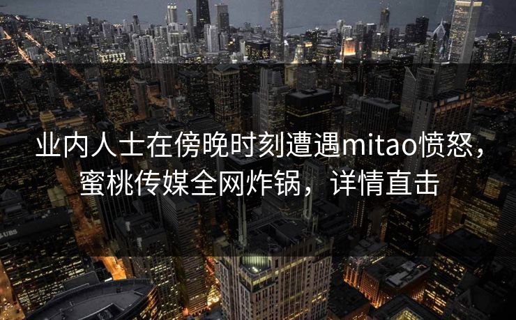 业内人士在傍晚时刻遭遇mitao愤怒，蜜桃传媒全网炸锅，详情直击