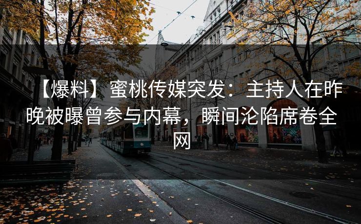 【爆料】蜜桃传媒突发：主持人在昨晚被曝曾参与内幕，瞬间沦陷席卷全网