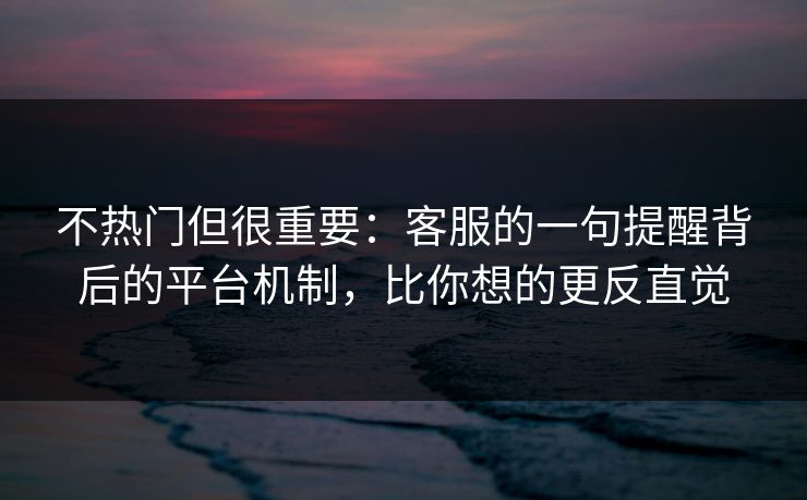 不热门但很重要：客服的一句提醒背后的平台机制，比你想的更反直觉